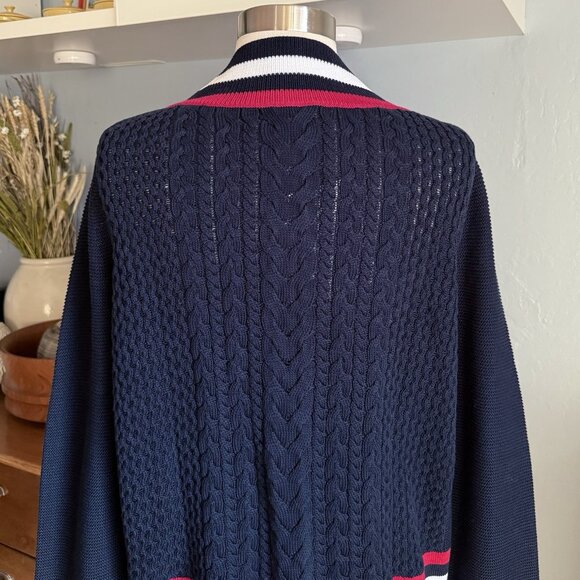 Brooks Brothers Red Fleece Women's XL Cable Knit V-Neck Sweater Navy - Picture 5 of 7